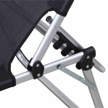 Gartenliege >SOLE< in silber, Ranotex®-Gewebe schwarz - 214x45x69,5cm (BxHxT)