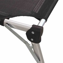 Gartenliege >SOLE< in silber, Ranotex®-Gewebe schwarz - 214x45x69,5cm (BxHxT)