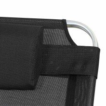 Gartenliege >SOLE< in silber, Ranotex®-Gewebe schwarz - 214x45x69,5cm (BxHxT)