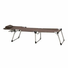 Gartenliege >SOLE< in silber, Ranotex®-Gewebe taupe - 214x45x69,5cm (BxHxT)
