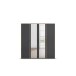Drehtürenschrank >Voyager< 4 Türen, 7 Böden, 1 Stange, Front grau metallic / Spiegel, Korpus Eiche Artisan Dekor - 187x194x53cm B/H/T
