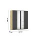 Drehtürenschrank >Voyager< 4 Türen, 7 Böden, 1 Stange, Front grau metallic / Spiegel, Korpus Eiche Artisan Dekor - 187x194x53cm B/H/T