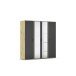 Drehtürenschrank >Voyager< 4 Türen, 7 Böden, 1 Stange, Front grau metallic / Spiegel, Korpus Eiche Artisan Dekor - 187x194x53cm B/H/T