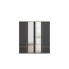 Drehtürenschrank >Voyager< 4 Türen, 4 Schubladen, 5 Böden, 1 Stange, Front grau metallic / Spiegel, Korpus Eiche Artisan Dekor - 187x194x53cm B/H/T