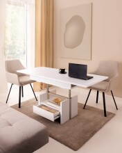 Couchtisch >CORTADO< ausziehbar bis 150cm, höhenverstellbar bis 72cm, Schublade, in Alpinweiß - 110/150x56/72x65cm (BxHxT)