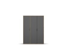 Drehtürenschrank >Voyager< 3 Türen, 4 Böden, 1 Stange, Front grau metallic, Korpus Eiche Artisan Dekor - 140x194x53 (BxHxT)