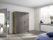 Drehtürenschrank >Voyager< 3 Türen, 4 Böden, 1 Stange, Front grau metallic, Korpus Eiche Artisan Dekor - 140x194x53 (BxHxT)