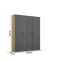 Drehtürenschrank >Voyager< 3 Türen, 4 Böden, 1 Stange, Front grau metallic, Korpus Eiche Artisan Dekor - 140x194x53 (BxHxT)