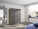 Drehtürenschrank >Voyager< 3 Türen, 4 Böden, 1 Stange, Front grau metallic, Korpus Eiche Artisan Dekor - 140x194x53 (BxHxT)
