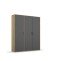 Drehtürenschrank >Voyager< 3 Türen, 4 Böden, 1 Stange, Front grau metallic, Korpus Eiche Artisan Dekor - 140x194x53 (BxHxT)