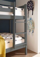 Etagenbett >Moritz / Eddie< mit 2er-Schubkasten, 2 in 1 – Doppelhochbett oder einzeln stellbar, Kiefer Massivholz grau - 207x140x97cm (BxHxT)