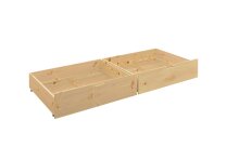 Etagenbett >Moritz / Eddie< mit 2er-Schubkasten, 2 in 1 – Doppelhochbett oder einzeln stellbar, Kiefer Massivholz natur lackiert - 207x140x97 (BxHxT)