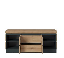 Wohnwand >Corte< (3-teilig) in Coast Evoke Eiche Dekor - 222x201x45 (BxHxT)