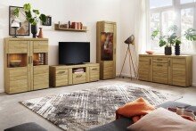 Wohnwand >Cortina< (3-teilig) in Grandson Eiche Dekor - 259x155x41 (BxHxT)