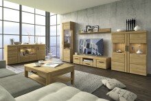 Wohnwand >Cortina< (3-teilig) in Grandson Eiche Dekor - 259x155x41 (BxHxT)