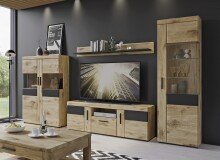 Wohnwand >Grano< (3-teilig) in Viking Eiche Dekor - 259x170x41 (BxHxT)