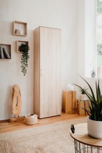 Garderobenschrank >Andy< 1 Tür, 5 Böden, in Sonoma Eiche Dekor - 50x187x34cm (BxHxT)