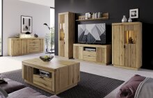 Wohnwand >Delamar< (3-teilig) in Coast Evoke Eiche Dekor - 226x165x40 (BxHxT)