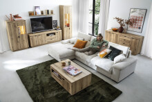 Wohnwand >Delamar< (4-teilig) in Coast Evoke Eiche Dekor - 328x197x40 (BxHxT)