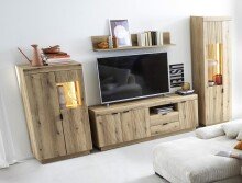 Wohnwand >Delamar< (3-teilig) in Coast Evoke Eiche Dekor - 266x165x40 (BxHxT)