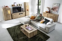 Wohnwand >Delamar< (3-teilig) in Coast Evoke Eiche Dekor - 248x197x40 (BxHxT)