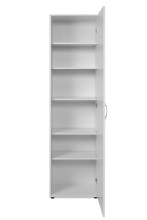 Garderobenschrank >Andy< 1 Tür, 5 Böden, in Weiß - 50x187x34cm (BxHxT)