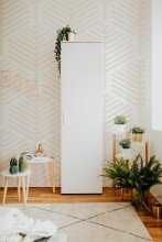 Garderobenschrank >Andy< 1 Tür, 5 Böden, in Weiß - 50x187x34cm (BxHxT)