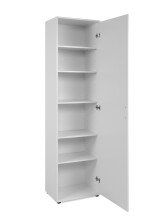 Garderobenschrank >Andy< 1 Tür, 5 Böden, in Weiß - 50x187x34cm (BxHxT)