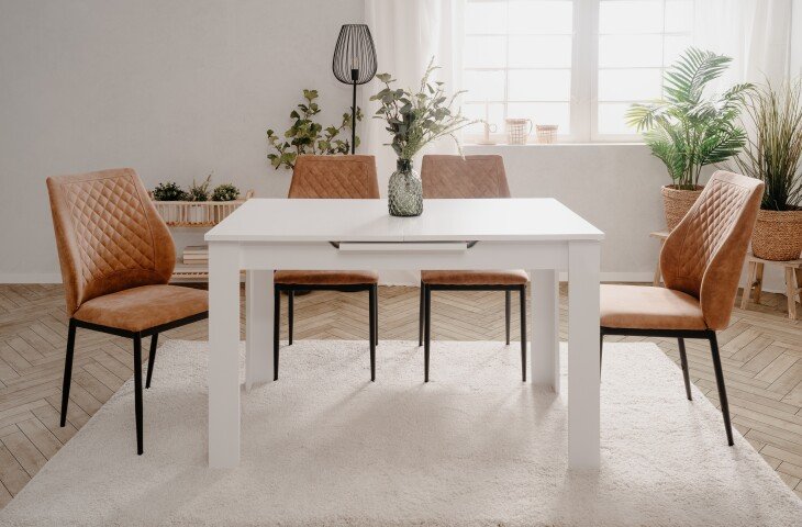 Kulissentisch >Birmingham< ausziehbar bis 165cm, in Weiß - 125/165x75x80cm (BxHxT)