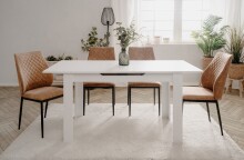 Kulissentisch >Birmingham< ausziehbar bis 165cm, in Weiß - 125/165x75x80cm (BxHxT)