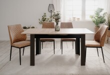 Kulissentisch >Birmingham< ausziehbar bis 165cm, in Artisan Eiche Dekor / Schwarz - 125/165x75x80cm (BxHxT)