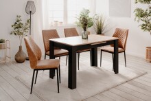Kulissentisch >Birmingham< ausziehbar bis 165cm, in Artisan Eiche Dekor / Schwarz - 125/165x75x80cm (BxHxT)