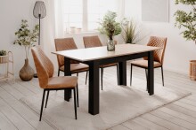 Kulissentisch >Birmingham< ausziehbar bis 165cm, in Artisan Eiche Dekor / Schwarz - 125/165x75x80cm (BxHxT)