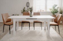 Kulissentisch >Birmingham< ausziehbar bis 200cm, in Weiß - 160/200x75x80cm (BxHxT)