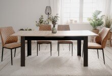 Kulissentisch >Birmingham< ausziehbar bis 200cm, in Artisan Eiche Dekor / Schwarz - 160/200x75x80 (BxHxT)