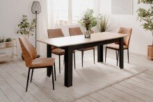 Kulissentisch >Birmingham< ausziehbar bis 200cm, in Artisan Eiche Dekor / Schwarz - 160/200x75x80 (BxHxT)