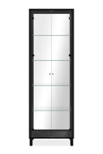 Glasvitrine >Albi< 2 Türen, Spiegelrückwand, Klar-Glas / Schwarz - 62x189x33cm (BxHxT)