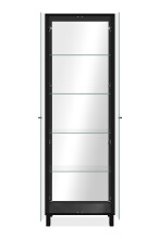 Glasvitrine >Albi< 2 Türen, Spiegelrückwand, Klar-Glas / Schwarz - 62x189x33cm (BxHxT)