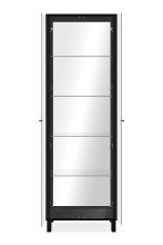 Glasvitrine >Albi< 2 Türen, Spiegelrückwand, Klar-Glas / Schwarz - 62x189x33cm (BxHxT)