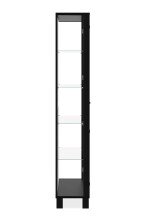 Glasvitrine >Albi< 2 Türen, Spiegelrückwand, Klar-Glas / Schwarz - 62x189x33cm (BxHxT)