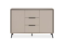 Sideboard >Arona< 2 Türen, 3 Schubladen, 4 Böden, in Sand / Schwarz - 135x90x38cm (BxHxT)