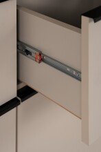 Sideboard >Arona< 2 Türen, 3 Schubladen, 4 Böden, in Sand / Schwarz - 135x90x38cm (BxHxT)