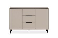 Sideboard >Arona< 2 Türen, 3 Schubladen, 4 Böden, in Sand / Schwarz - 135x90x38cm (BxHxT)