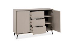 Sideboard >Arona< 2 Türen, 3 Schubladen, 4 Böden, in Sand / Schwarz - 135x90x38cm (BxHxT)