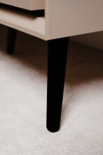Sideboard >Arona< 2 Türen, 3 Schubladen, 4 Böden, in Sand / Schwarz - 135x90x38cm (BxHxT)