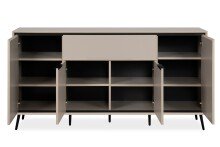 Sideboard >Arona< 4 Türen, 1 Schublade, 6 Böden, in Sand / Schwarz - 175x90x38cm (BxHxT)