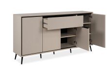 Sideboard >Arona< 4 Türen, 1 Schublade, 6 Böden, in Sand / Schwarz - 175x90x38cm (BxHxT)