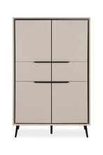 Highboard >Arona< 4 Türen, 2 Schubladen, 4 Böden, in Sand / Schwarz - 90x140x38cm (BxHxT)