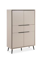 Highboard >Arona< 4 Türen, 2 Schubladen, 4 Böden, in Sand / Schwarz - 90x140x38cm (BxHxT)