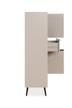 Highboard >Arona< 4 Türen, 2 Schubladen, 4 Böden, in Sand / Schwarz - 90x140x38cm (BxHxT)